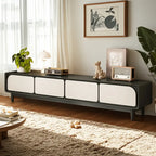 Contemporary Cream Wood Drawers Cable Management TV Stand