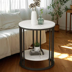 Modern Gold Metal Round 2 Tiers Side Table for Living Room