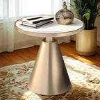 Modern Glam Round Marble Side Table for Living Room