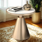 Modern Glam Round Marble Side Table for Living Room