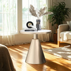 Modern Glam Round Marble Side Table for Living Room