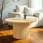 Minimalist Round Natural Wooden Side Table for Living Room