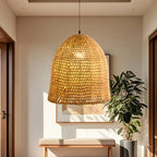 Country Style Rattan Cage Shaped Pendant Light for Living Room