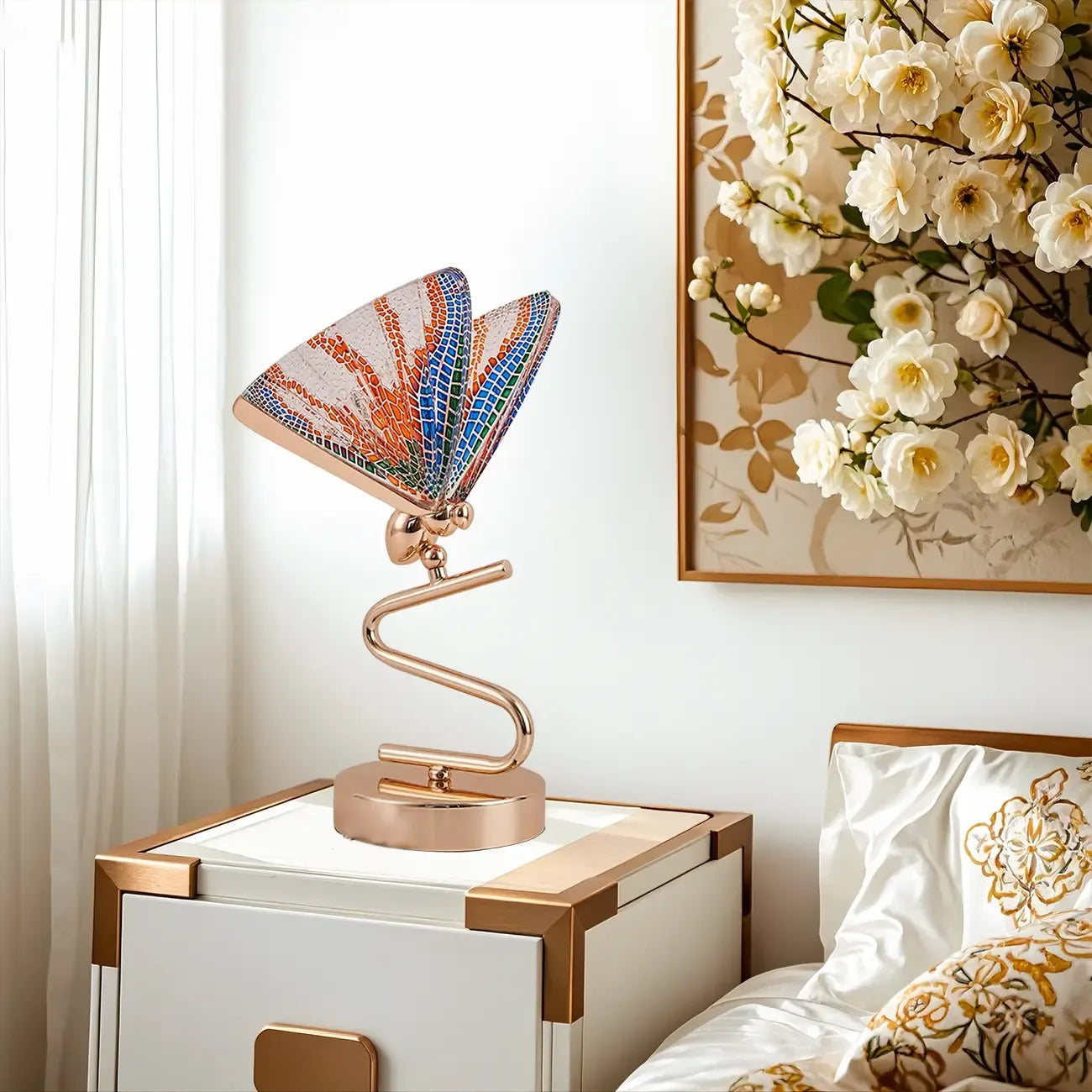Glamorous Acrylic Butterfly Shape Gold Table Lamp