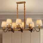 Adjustable Modern Gold Fabric Shade Island Pendant Light
