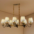 Adjustable Modern Gold Fabric Shade Island Pendant Light
