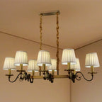 Adjustable Modern Gold Fabric Shade Island Pendant Light
