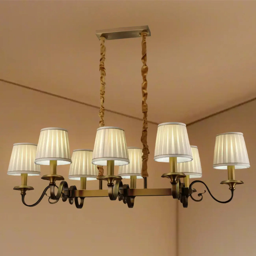 Adjustable Modern Gold Fabric Shade Island Pendant Light