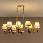 Adjustable Modern Gold Fabric Shade Island Pendant Light
