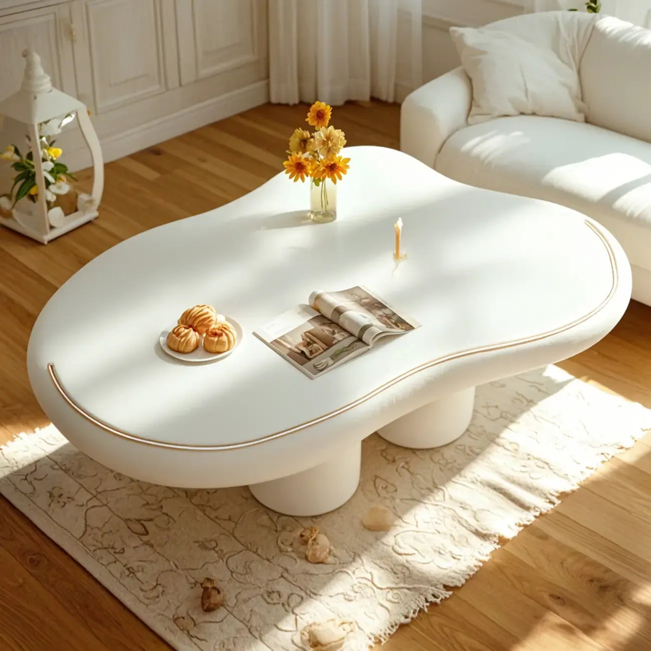 Modern Minimalist Cloud-Shaped Coffee Table for Living Room