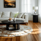 Modern Black Wooden Round Coffee Table Set for Indoor Use