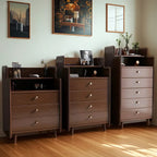 Durable Low Rubberwood Bachelor Chest in Nut-Brown
