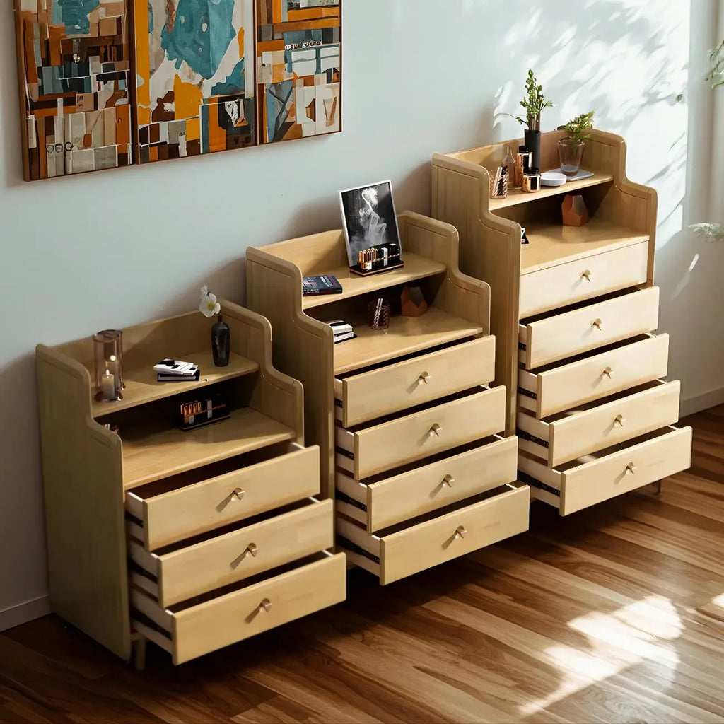 Durable Low Rubberwood Bachelor Chest in Nut-Brown