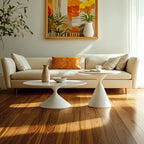 White Round Nesting Coffee Table with Modern Simple Style