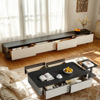 Modern Black Square Coffee Table with Drawers for Living Room