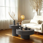Modern Minimalist Wood Black Coffee Table with Tray Top