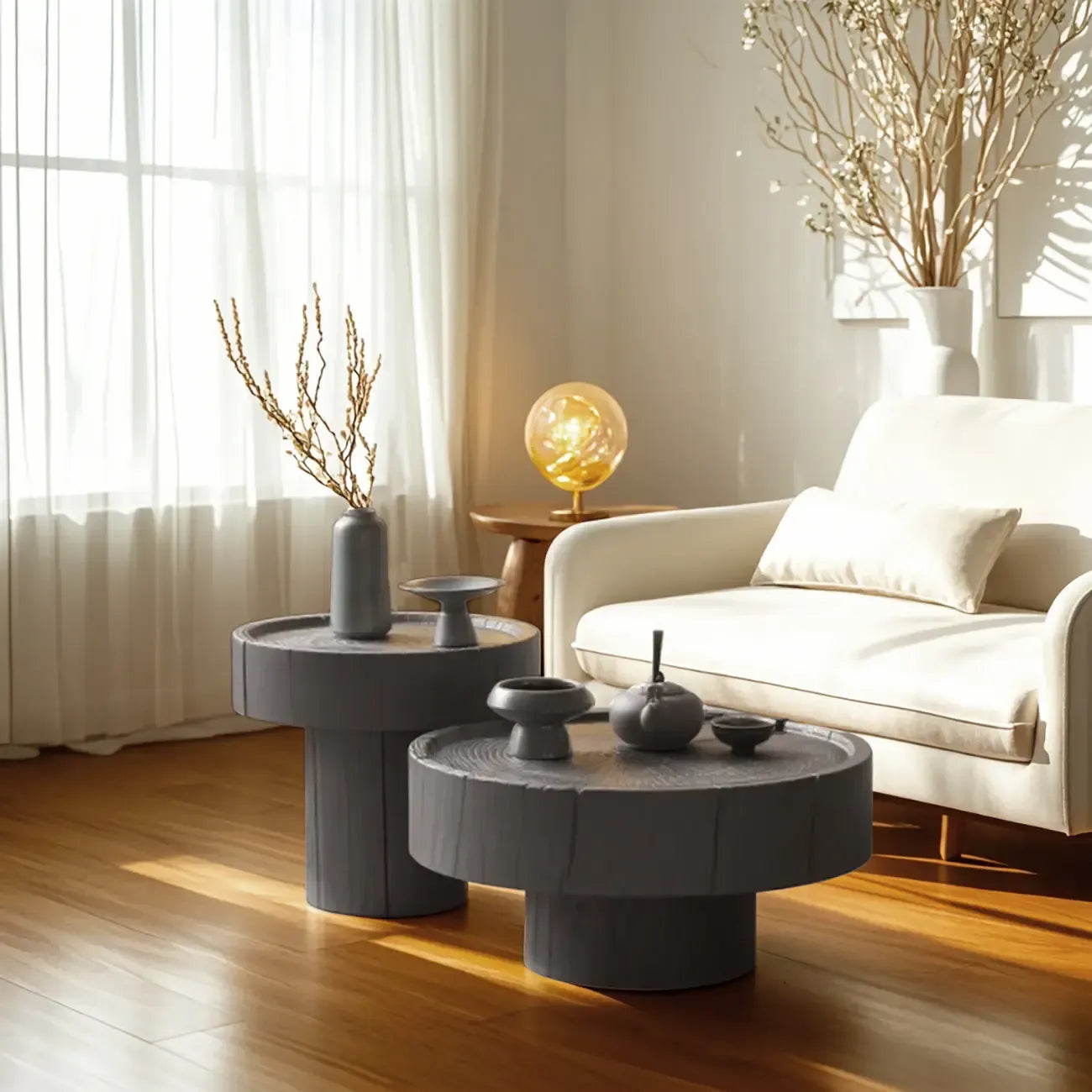 Modern Minimalist Wood Black Coffee Table with Tray Top
