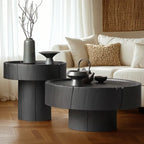 Modern Minimalist Wood Black Coffee Table with Tray Top