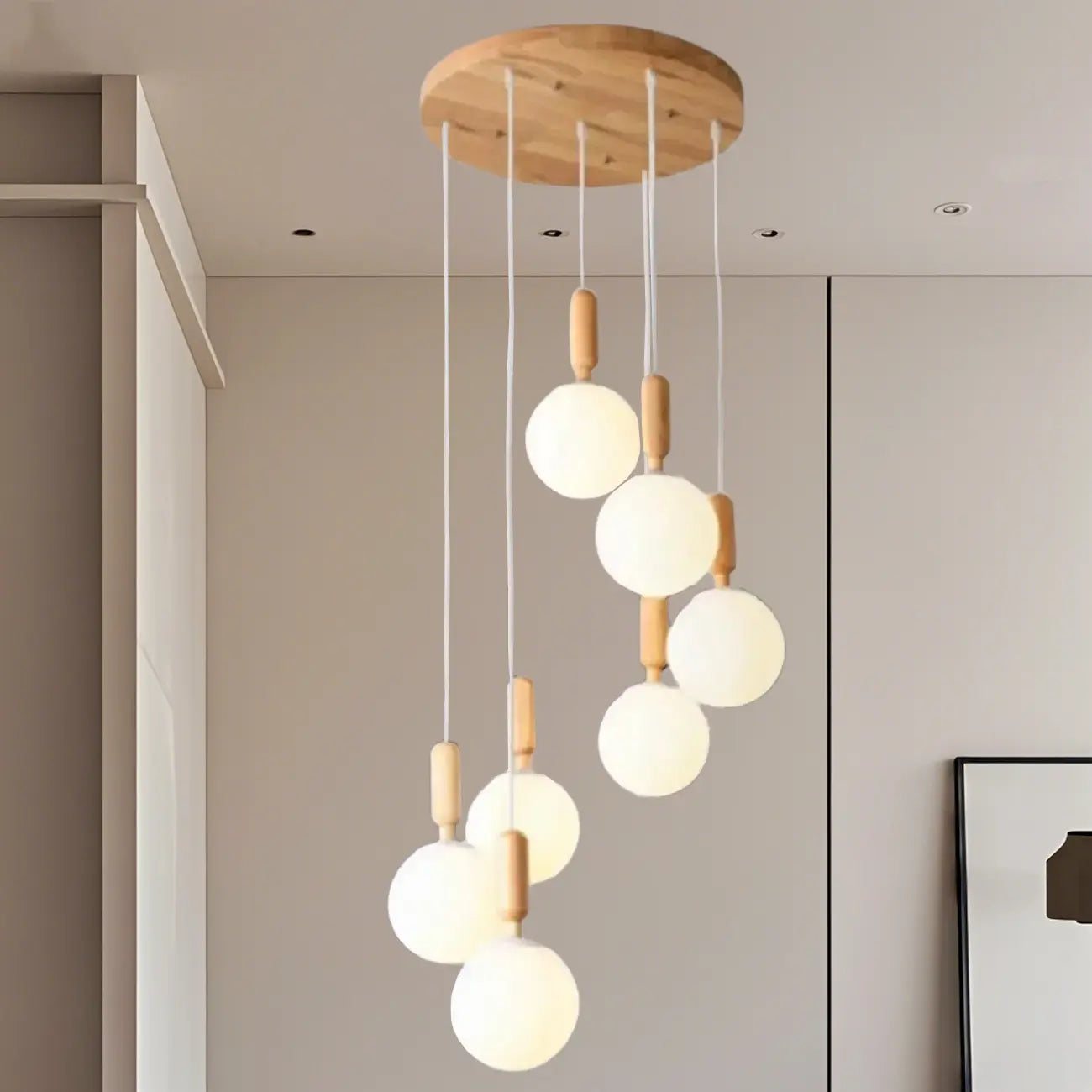 Milk Glass Cluster Pendant Light With Adjustable Length
