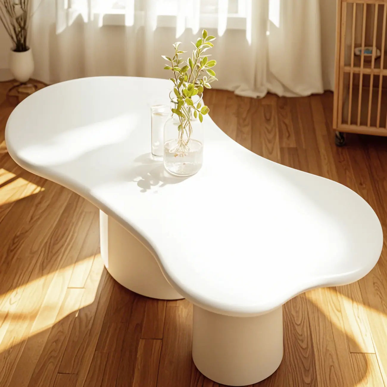 Modern Cream Oval Coffee Table with Minimalist Style