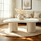 Modern Cream Oval Coffee Table with Minimalist Style