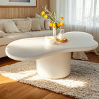 Modern Cream Oval Coffee Table with Minimalist Style