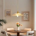 Clear Floral Glass Pendant Light for Modern Living Room