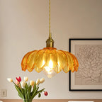 Clear Floral Glass Pendant Light for Modern Living Room