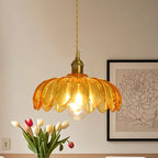 Clear Floral Glass Pendant Light for Modern Living Room