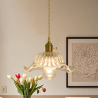 Clear Floral Glass Pendant Light for Modern Living Room