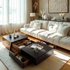 Modern Wood Lift-Top Coffee Table Cabinet, Rectangular Design