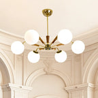Modern White Glass Ball Chandelier with Adjustable Length