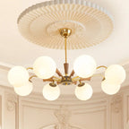Modern White Glass Ball Chandelier with Adjustable Length