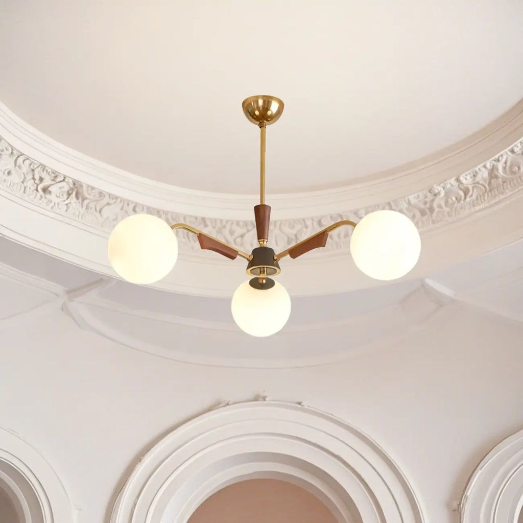 Modern White Glass Ball Chandelier with Adjustable Length