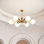 Modern White Glass Ball Chandelier with Adjustable Length