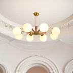 Modern White Glass Ball Chandelier with Adjustable Length