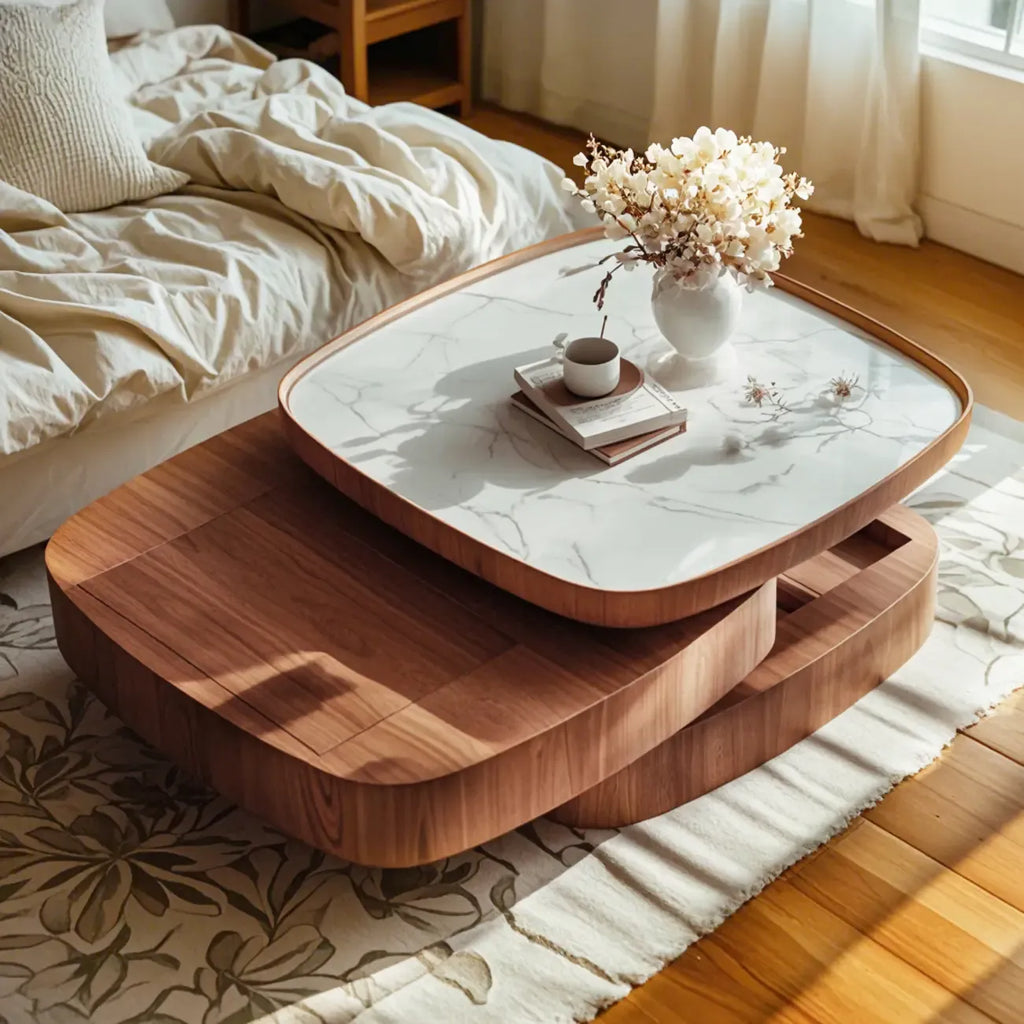 Scandinavian 3 Tiers Tray Top Coffee Table with Storage