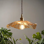Designer Clear Glass Lotus Leaf Pendant Lamp for Bedroom