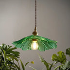 Designer Clear Glass Lotus Leaf Pendant Lamp for Bedroom