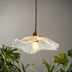 Designer Clear Glass Lotus Leaf Pendant Lamp for Bedroom