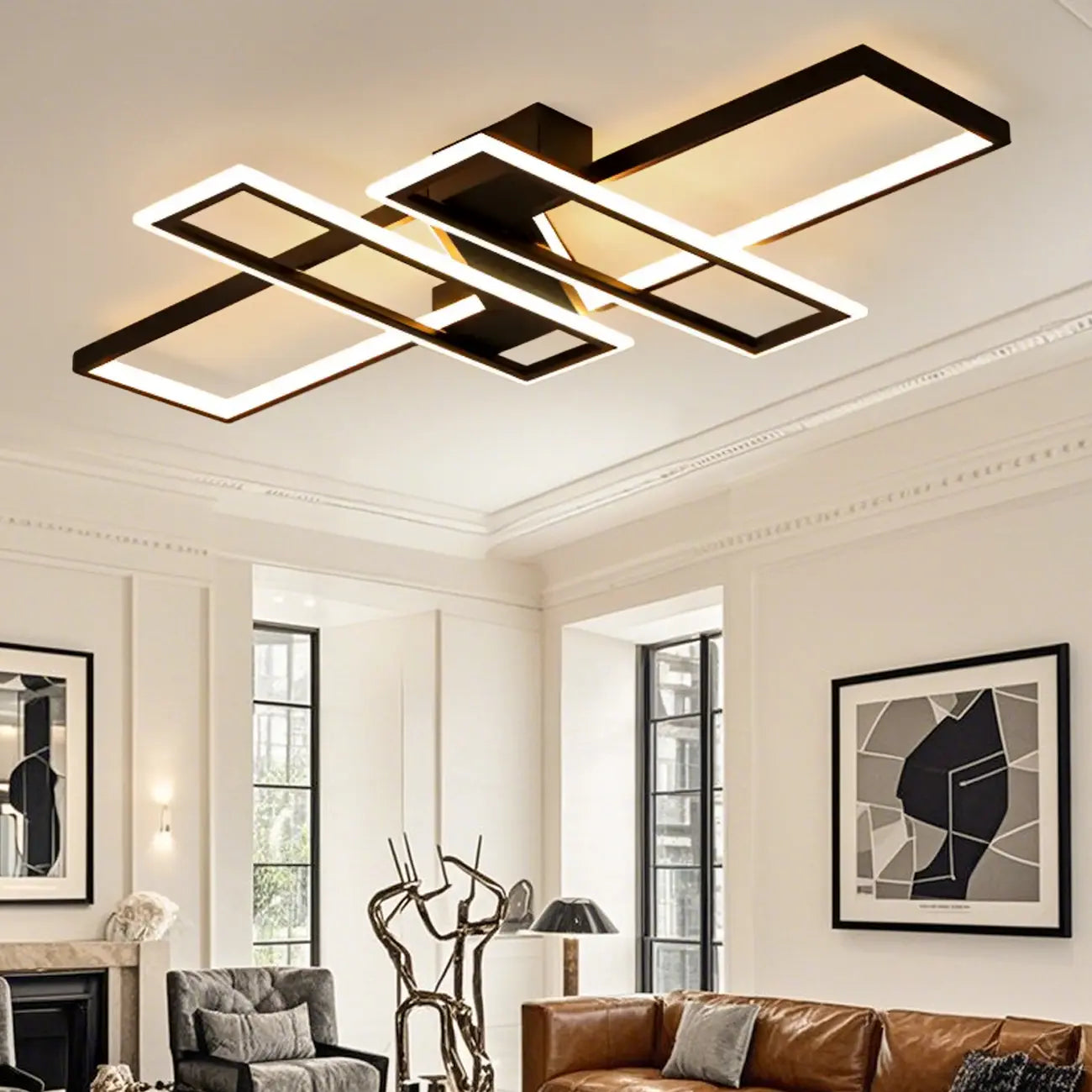 4-Light Modern LED Semi Flush Ceiling Light for Living Room