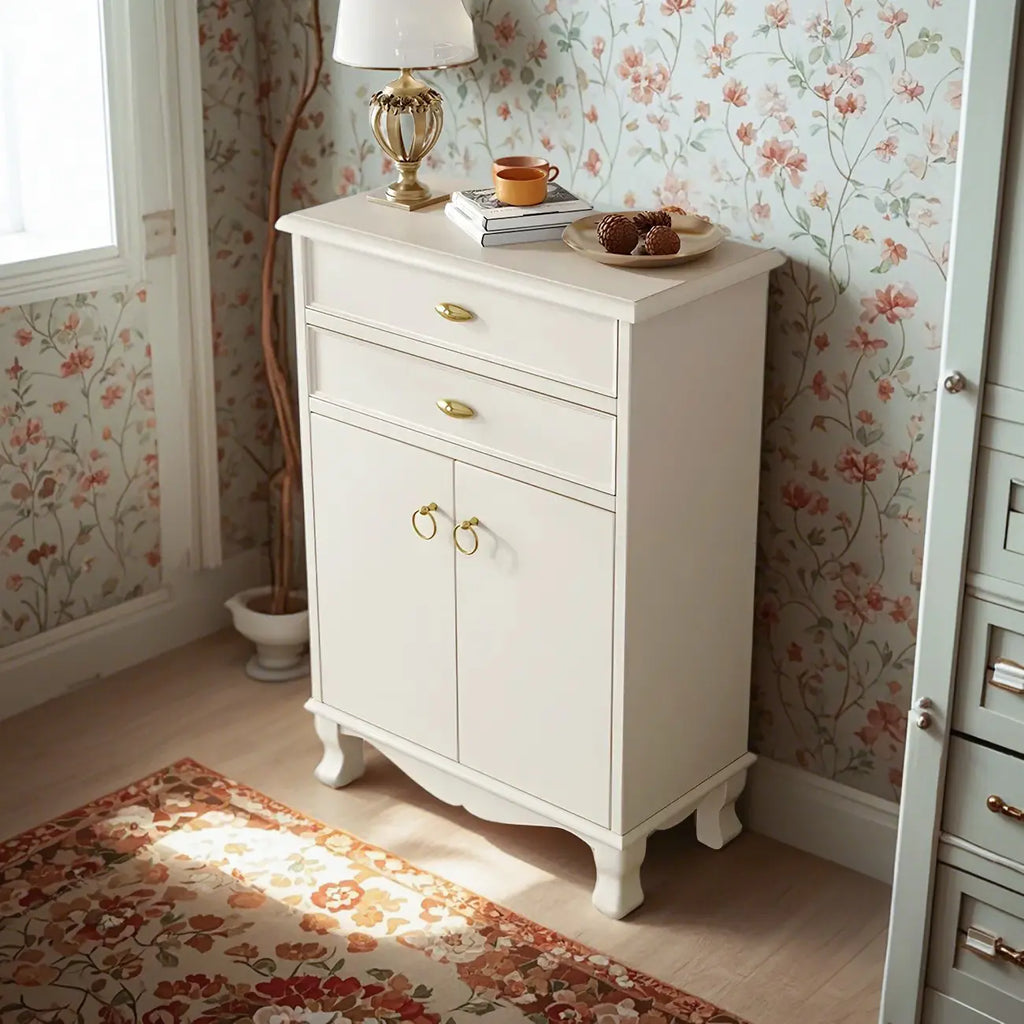 41H White Oak Wood Combo Dresser with Cabinet