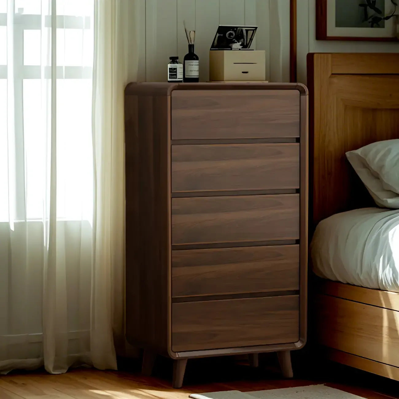 3 Tiers Rustic Square Brown Wood Dresser