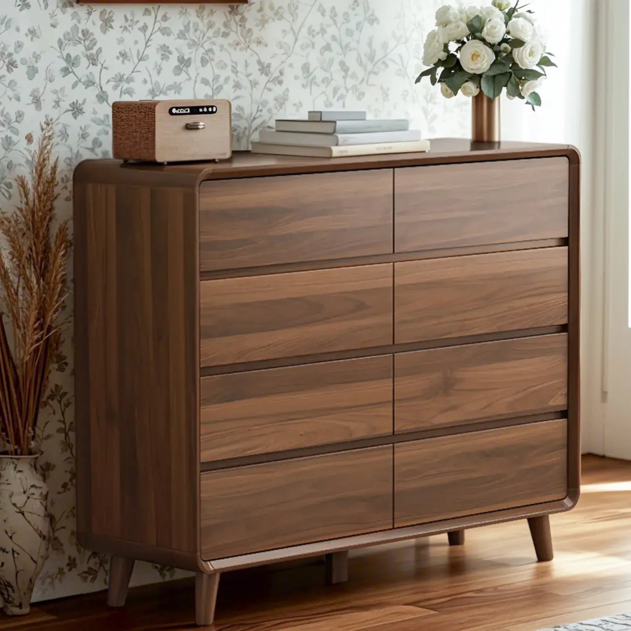 3 Tiers Rustic Square Brown Wood Dresser