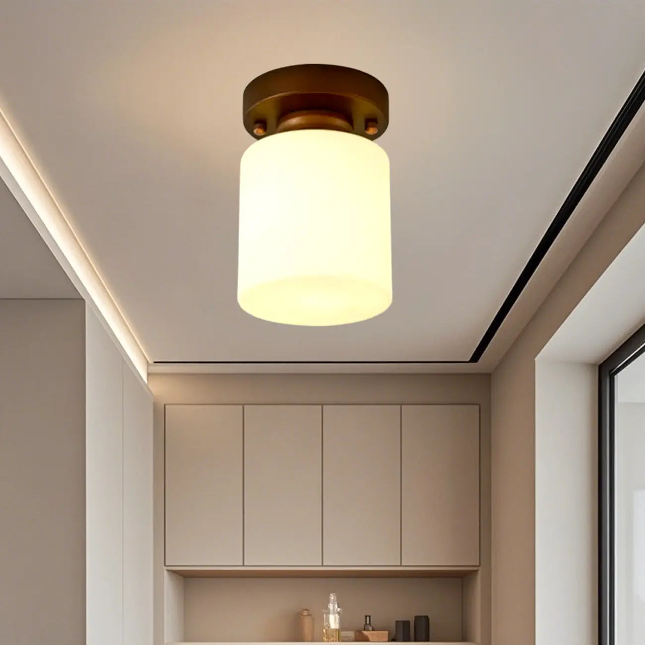 5 to 9 Inch Cube Glass Metal Semi Flush Ceiling Light
