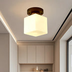 5 to 9 Inch Cube Glass Metal Semi Flush Ceiling Light