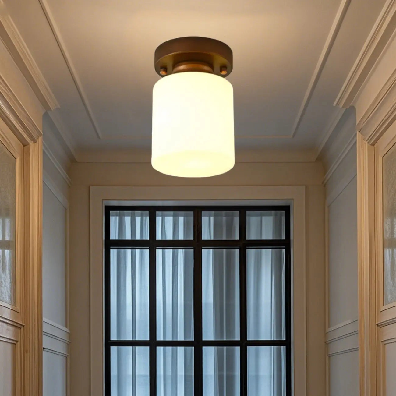 5 to 9 Inch Cube Glass Metal Semi Flush Ceiling Light