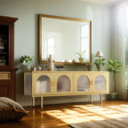 63 White Metal Arched Glass Door TV Stand with Cabinet