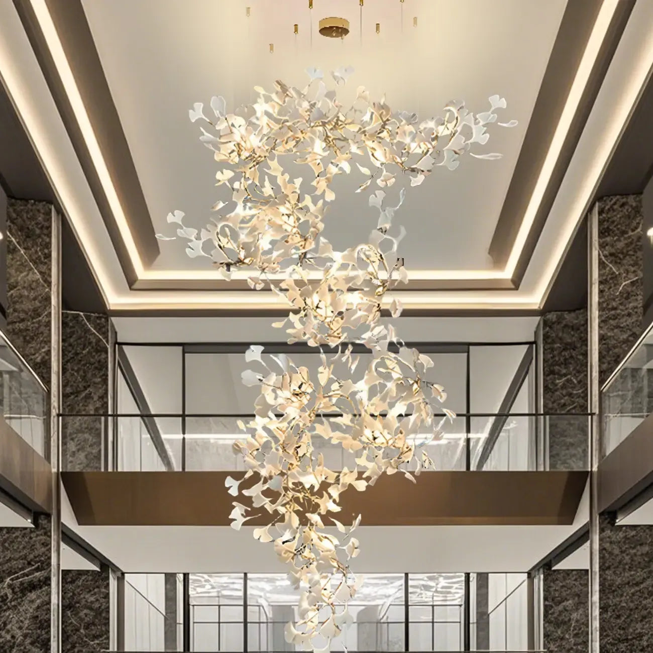 Luxury Adjustable Leaf  Chandelier for Open Spaces