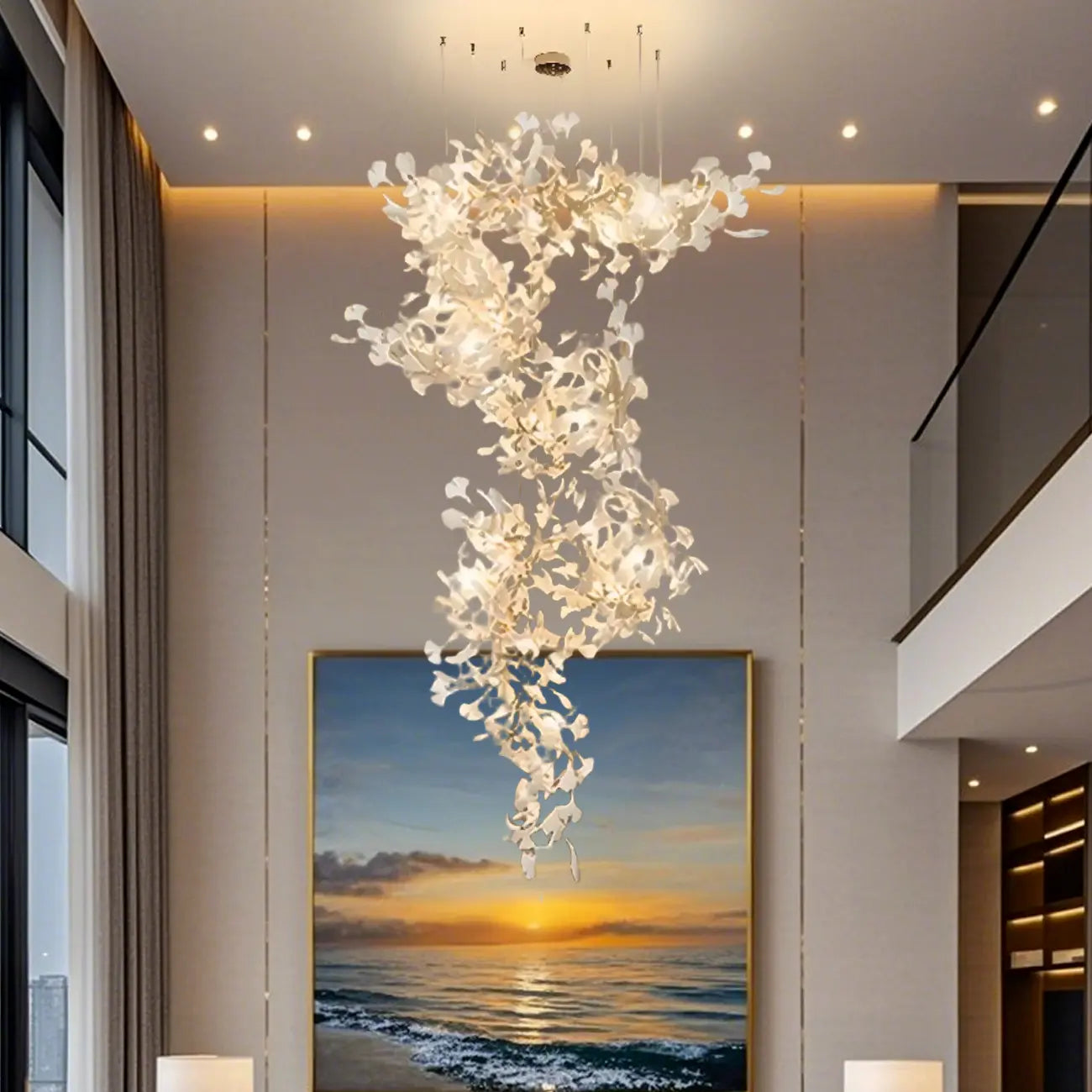 Luxury Adjustable Leaf  Chandelier for Open Spaces